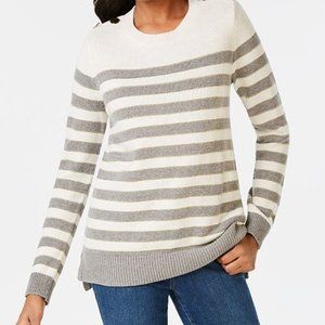 Charter Club Womens Embelished Striped Sweater